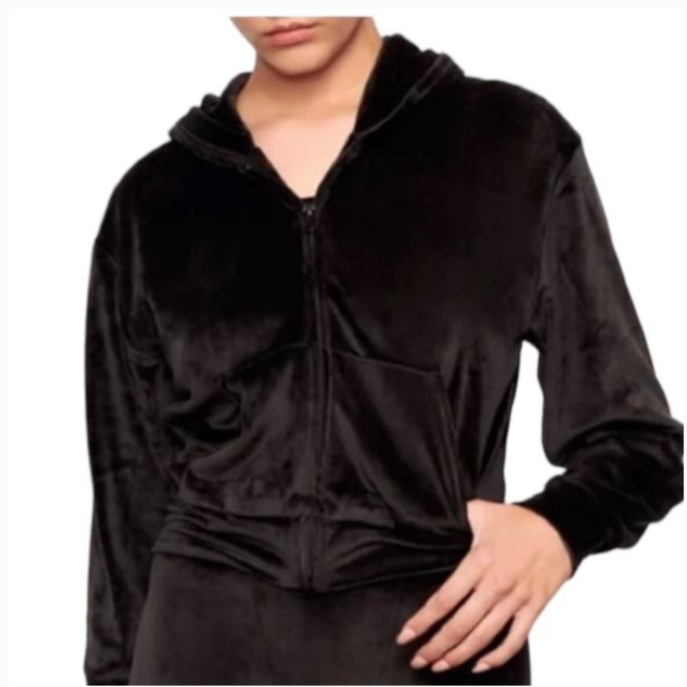 Skims Velour Cropped Zip-Up